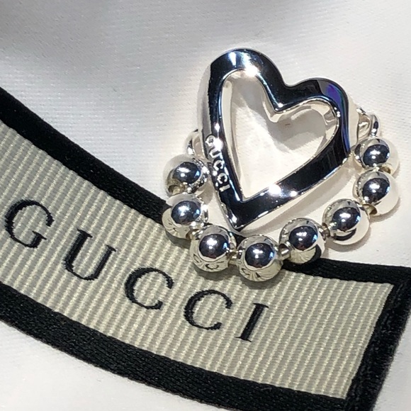 GUCCI Sterling Silver Toggle Heart Ring - Picture 6 of 8